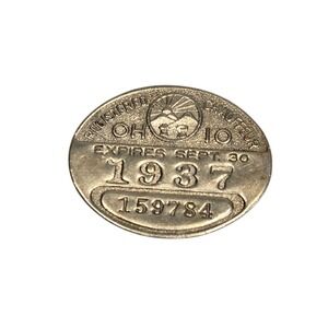 Vintage 1937 Registered Chauffer Ohio Employee Transportation Badge Pin USA